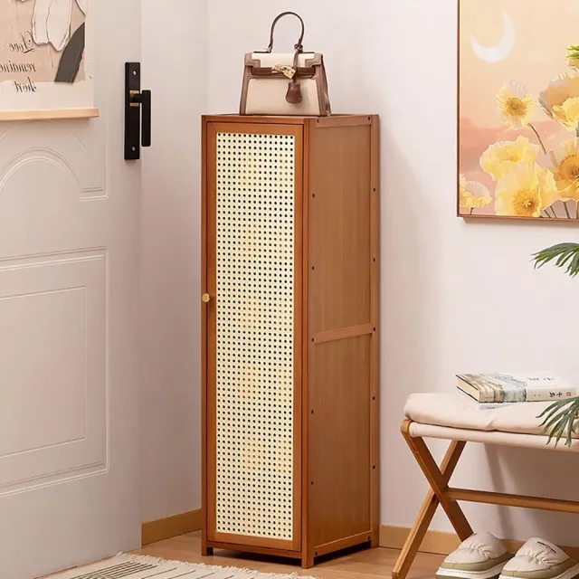 【HANACO】家用鞋櫃  七層茶色(28公分長 網紋透氣門 簡易收納櫃 極窄鞋架子)