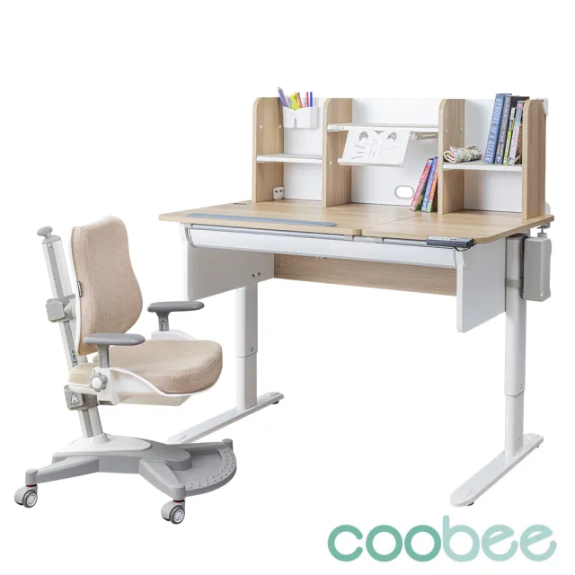 【SingBee 欣美】寬120cm 電動兒童桌椅組CB-502&510+SB-ET+148(coobee L板桌 成長桌椅 兒童書桌椅 升降桌)