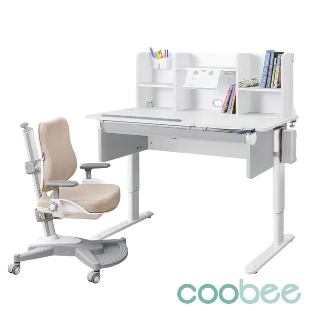 【SingBee 欣美】寬120cm 電動兒童桌椅組CB-502&510+SB-ET+148(coobee L板桌 成長桌椅 兒童書桌椅 升降桌)