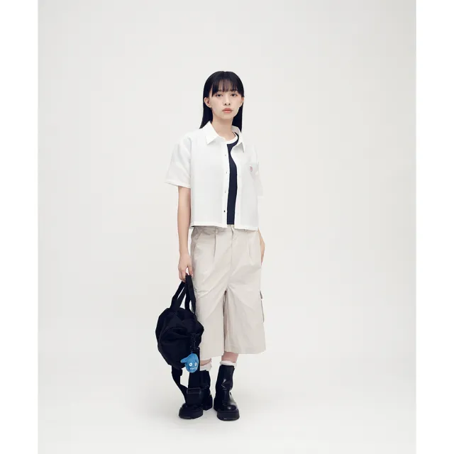 【plain-me】小P社長 女襯衫 短版襯衫 女裝 休閒襯衫 短袖襯衫 泡泡紗_PLN3373-252