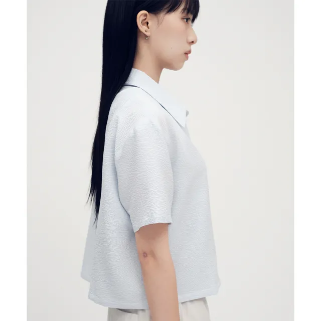 【plain-me】小P社長 女襯衫 短版襯衫 女裝 休閒襯衫 短袖襯衫 泡泡紗_PLN3373-252