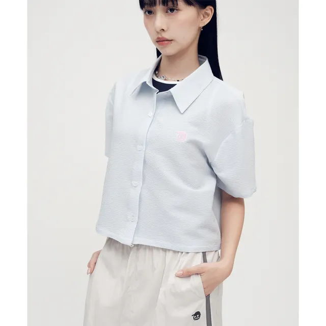 【plain-me】小P社長 女襯衫 短版襯衫 女裝 休閒襯衫 短袖襯衫 泡泡紗_PLN3373-252