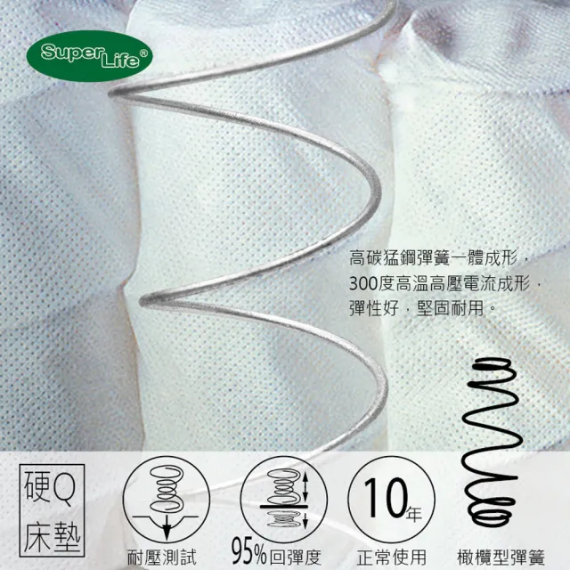 【Super Life】A++護脊獨立筒硬Q札實床墊-單人加大3.5尺(霸王很重｜高級床墊免翻面設計)