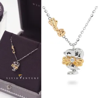 【Vividventure 亞帝芬奇】新年 情人 禮物 限時優惠 史努比 14K 3分 天然鑽石 項鍊 Peanuts蝴蝶結(SNOOPY)
