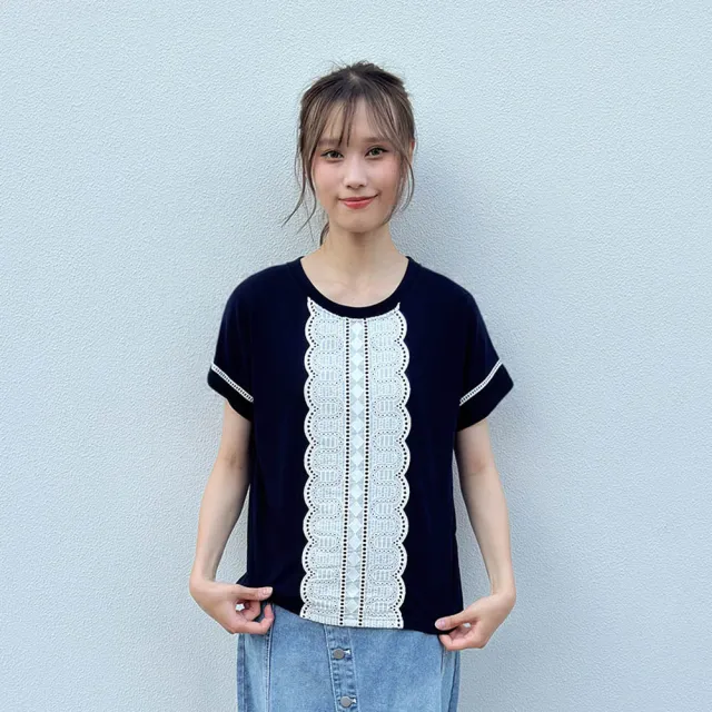 【Hana Mokuba】花木馬日系女裝圖騰圓領兩側開岔上衣(T恤)
