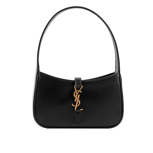 【YSL】LE 5 A 7 光滑小牛皮迷你肩背Hobo包(黑色)