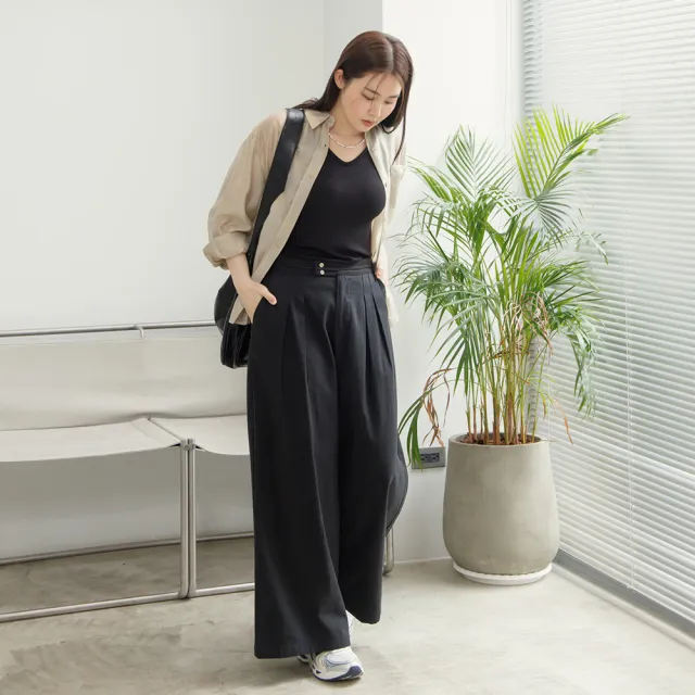 【M：MINb】天絲透膚涼感襯衫(卡其/中大尺碼女裝/大尺碼女裝/XL女裝/涼感/上衣/透膚上衣)