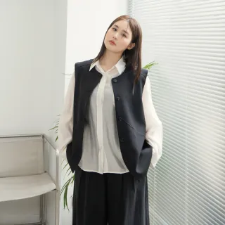 【M：MINb】天絲透膚涼感襯衫(米白/中大尺碼女裝/大尺碼女裝/XL女裝/涼感/上衣/透膚上衣)