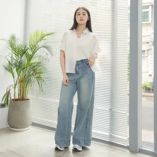 【M：MINb】紙感輕盈連袖寬襯衫(白色/中大尺碼女裝/大尺碼女裝/XL女裝/大尺碼上衣/上班穿搭)