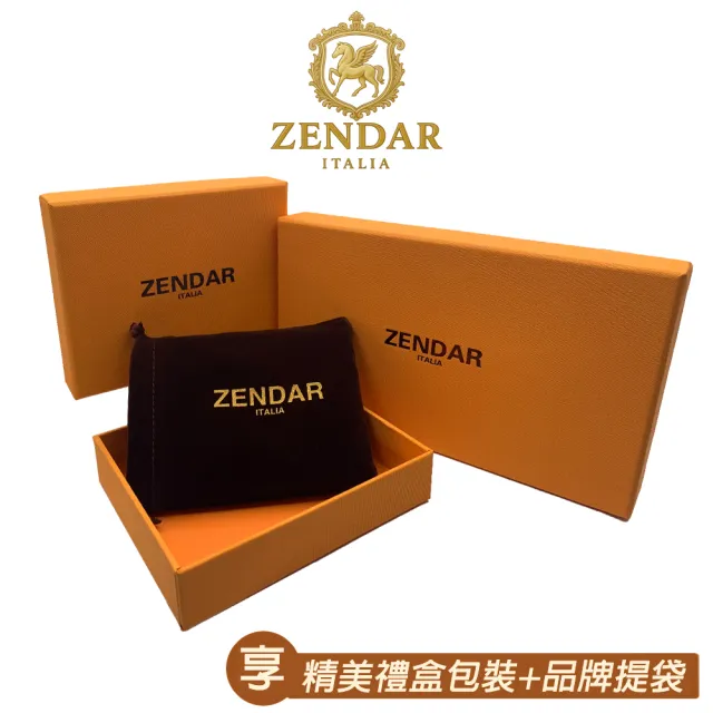 【ZENDAR】台灣總代理 限量1折 頂級小牛皮十字紋拉鍊長夾 卡門系列 全新專櫃展示品(黑色 贈禮盒提袋)