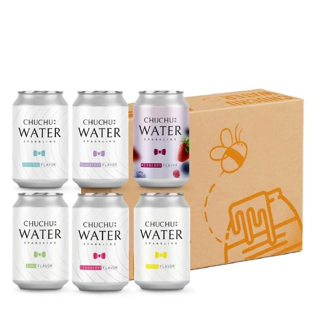 【CHUCHU啾啾】經典風味氣泡水330mlx2箱(共48入;原味/萊姆/蜂蜜/藍莓/蔓越莓/綜合莓果口味任選)