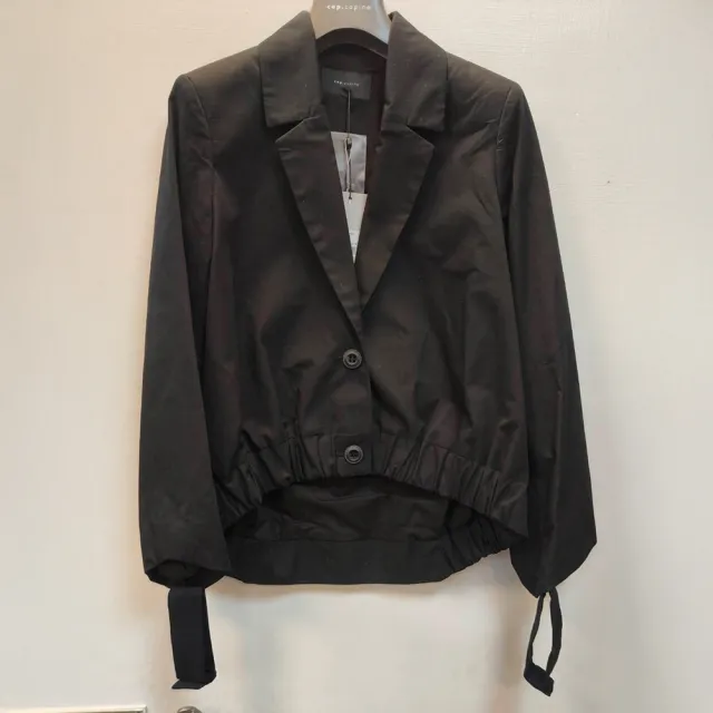 【ICHE 衣哲】Cop.Copine 法國原裝進口光澤感短版抽皺西裝外套