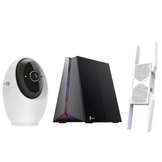 【TP-Link】4K攝影機組★WiFi 7 三頻5G路由器/分享器+Wi-Fi 7 三頻延伸器+ Tapo C260監視器IP CAM