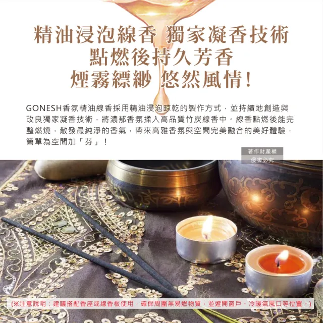 【美國GONESH】室內擴香氛除臭淨化空氣精油線香100支/盒(居家清新去味芳香用品客廳浴廁廚房臥室)