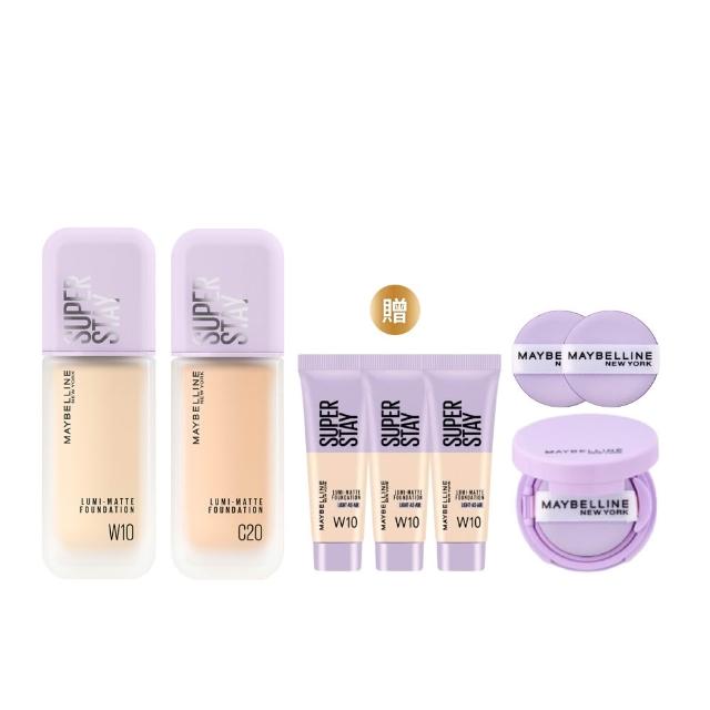 【MAYBELLINE 媚比琳】新色上市!裸霧光持久水粉底 SPF12 PA+++ 2入組(#小方胖)