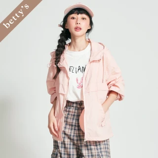 【betty&rsquo;s 貝蒂思】出清品  率性下擺抽繩連帽薄外套(粉色)
