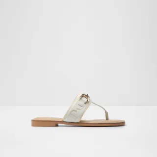 【ALDO】CORALYNNA-金屬扣飾平底夾腳涼拖鞋-女鞋(白色)