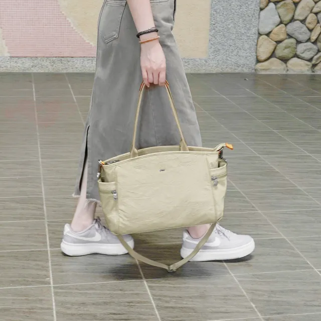 【OMC】雙11 輕盈紙感氣質女王三層通勤托特包33588(淺杏色)