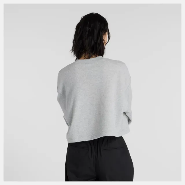 【NEW BALANCE】NB 棉質長袖上衣 短版棉質 長袖上衣 美規 女 灰色(WT51514AG-F)