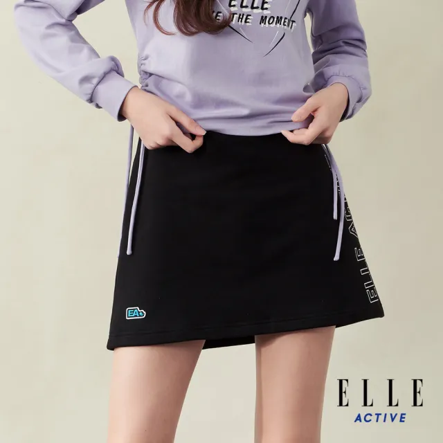 【ELLE ACTIVE】女款 運動風Logo短裙-黑色(EA25A2W2104-99)