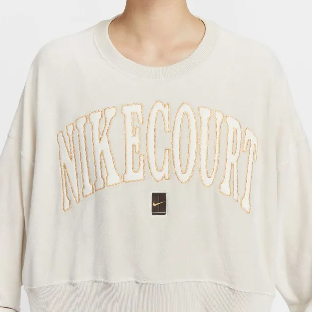 【NIKE 耐吉】套頭衫 網球系列_女_AS W NKCT HRTGE FLC OOS GFX CR_白色(FQ2243104)