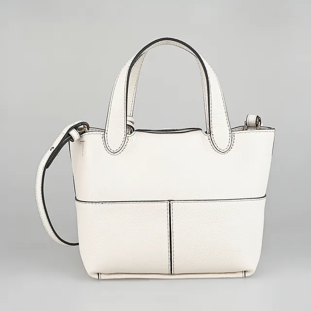 【FURLA 芙拉】FURLA Primrose立體金字LOGO牛皮磁釦式手提/斜背托特包(迷你/米白)