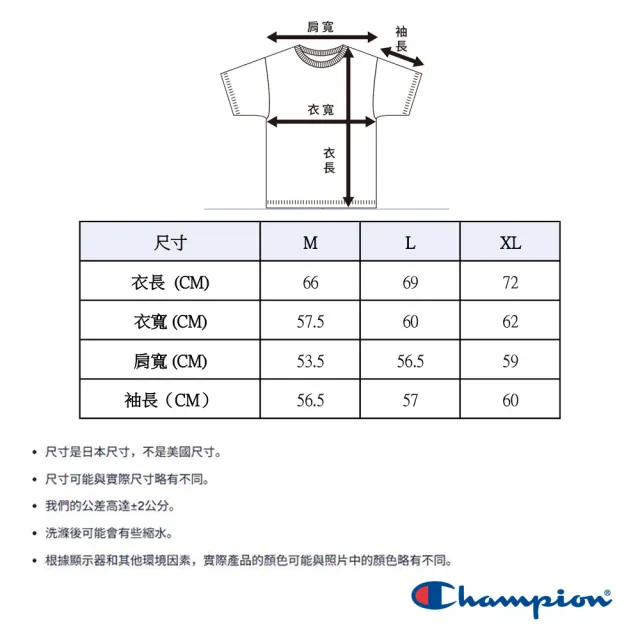 【Champion】官方直營-男款-AS 寬版布章印花長袖TEE-黑色(C3-C411-090-日規)