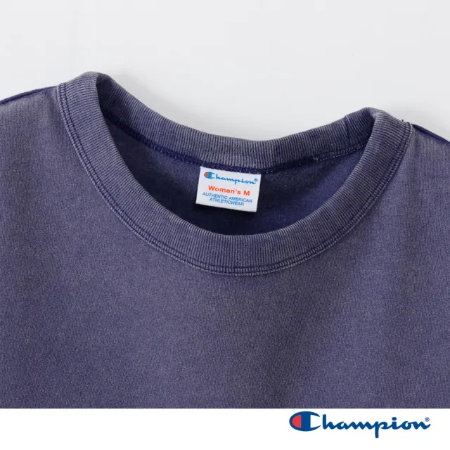【Champion】官方直營 女款-CASUAL 寬版刺繡印花水洗長袖TEE-深藍色(CW-C404-370-日規)