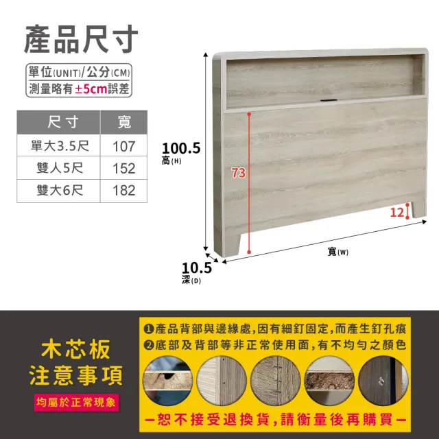 【ASSARI】單人加大3.5尺瑪卡蓉插座床頭片