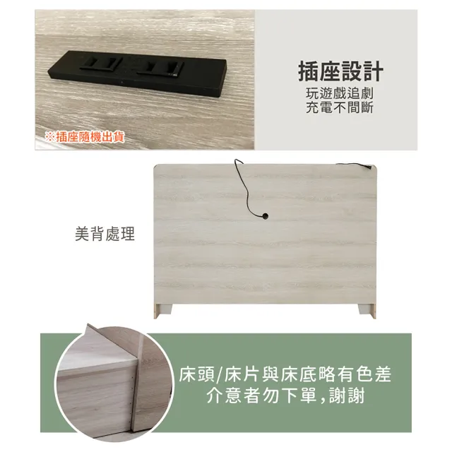 【ASSARI】雙人5尺瑪卡蓉房間組二件-插座床片+3分床底