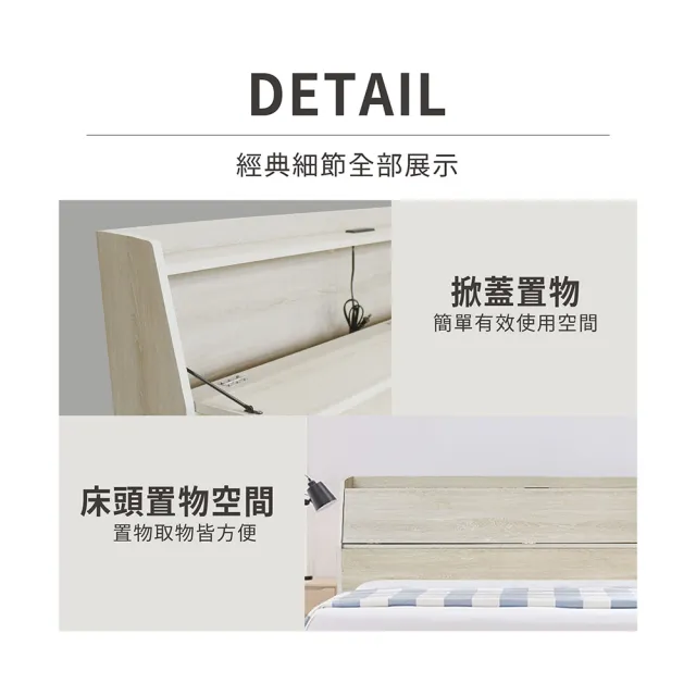 【ASSARI】雙人5尺瑪卡蓉房間組二件-插座床箱+6分床底