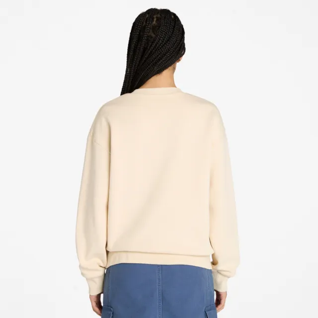 【Timberland】女款象牙色寬版刷毛圓領上衣(A41YNEFL)