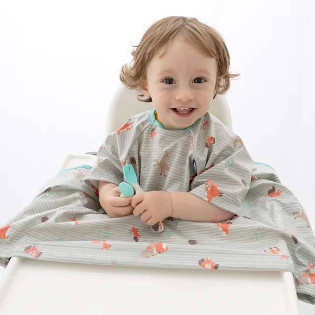 【英國BiBADO】防髒防水圍兜 短袖 副食品階段用(兒童畫畫衣/可結合學習餐具)