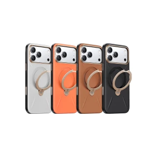 【TORRAS 圖拉斯】Ostand Spin VegSkin iPhone17系列磁吸四象限旋轉支架防摔純素皮革手機殼