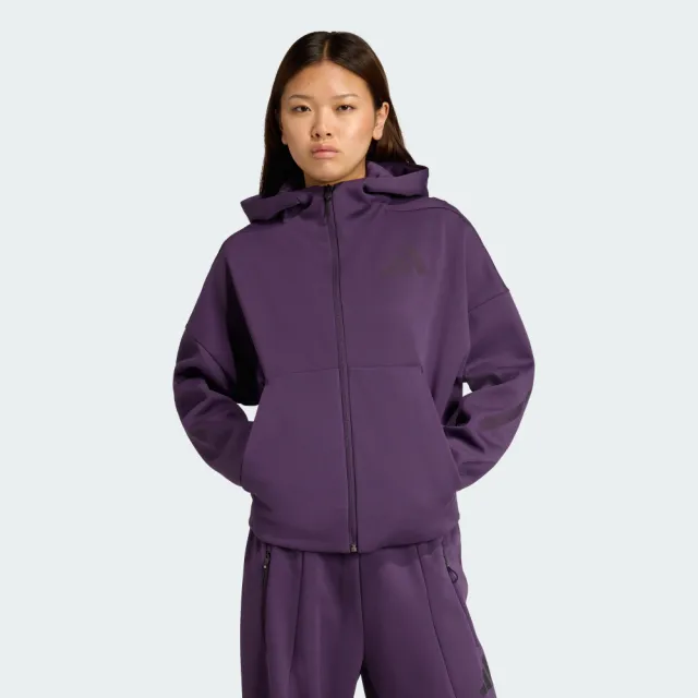 【adidas 愛迪達】外套 女 運動連帽外套 W Z.N.E. FZ 紫 KC4569