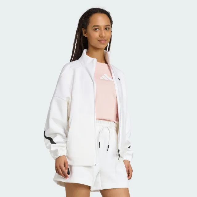【adidas 愛迪達】外套 女 運動立領外套 W Z.N.E. TT 白 JL7331(S3126)
