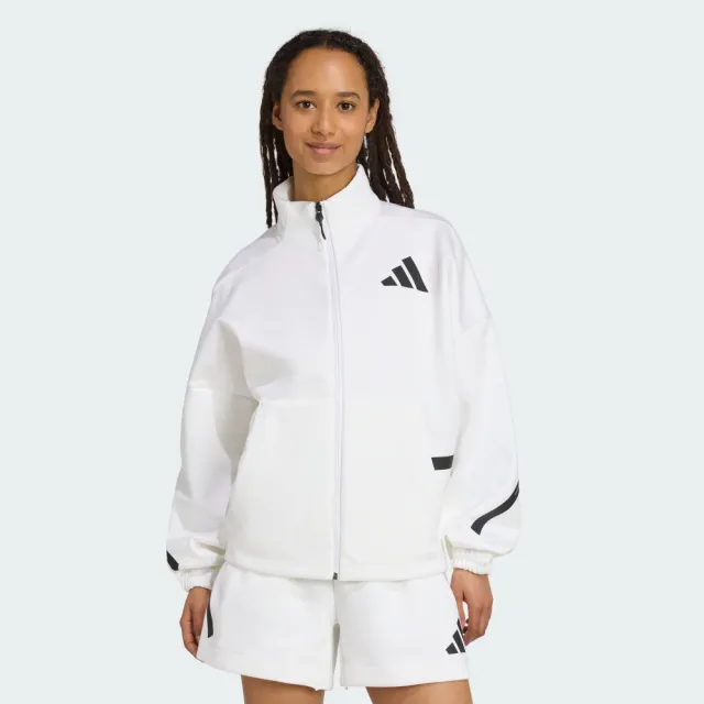 【adidas 愛迪達】外套 女 運動立領外套 W Z.N.E. TT 白 JL7331(S3126)
