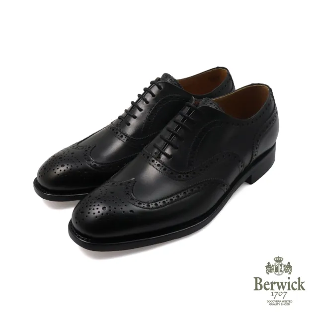 【Berwick】Berwick X Orobianco 聯名款-西班牙原廠真皮質感翼紋雕花牛津鞋 黑色(OB5451-BL)