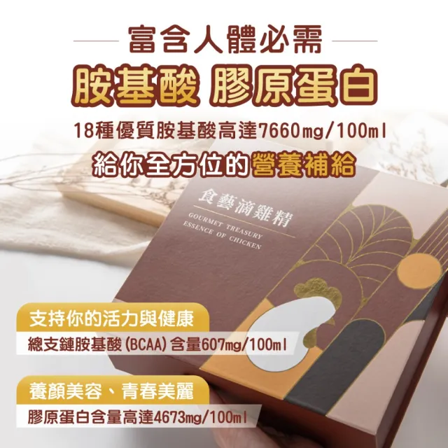 【食藝文匯】常溫原味滴雞精 10入x60ml 禮盒(富含膠原蛋白 胺基酸BCAA 送禮 伴手禮)