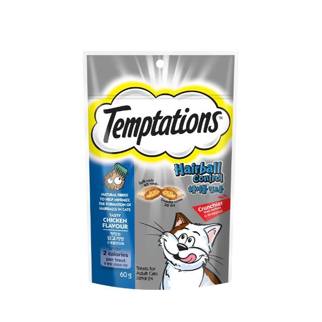 即期品【TEMPTATIONS 喵愛餡】貓點心 化毛配方口味60g 效期至2026/9/16 (寵物/貓零食/貓食)