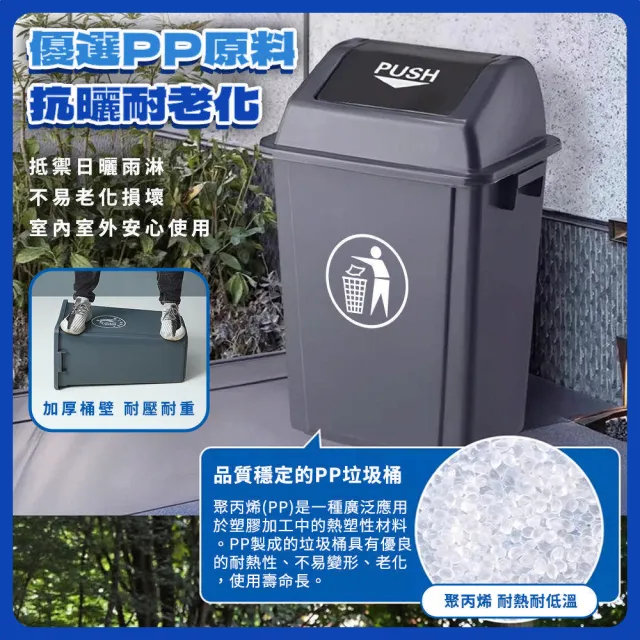 【桶心之選】40L-加蓋 密封垃圾桶 垃圾分類桶 大型垃圾桶 戶外垃圾桶 質感垃圾桶 185-PTC40C(垃圾桶分類)