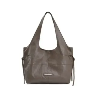 【MATIN KIM】官方旗艦 側繩設計大容量皮革肩背包(棕色)