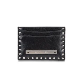 【MATIN KIM】官方旗艦 鉚釘飾邊細標卡夾(黑色)