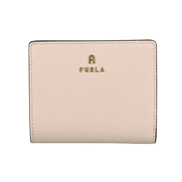 【FURLA 芙拉】FURLA CAMELIA拉鍊釦式短夾(粉x綠)