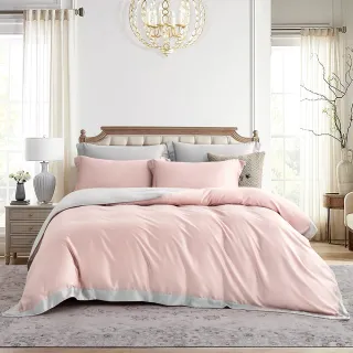 【Grace Life】60支雙色美學100%天絲特大兩用被床包四件組 雙宿系列