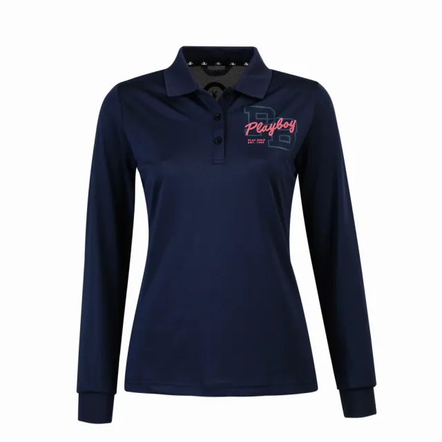 【PLAYBOY GOLF】女款吸濕排汗抗UV高爾夫薄長袖POLO衫-共2色(高爾夫球衫/KA25290)
