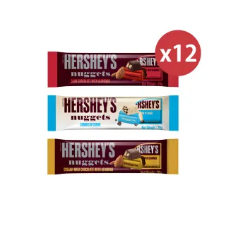 【Hersheys 好時】金磚巧克力 12入組 口味任選(28gx12入 巧酥可可風味/杏仁夾餡黑/杏仁夾餡牛奶)