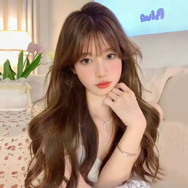 【LEEHER】奶茶色假髮/高溫絲假髮/女生假髮/假髮/長捲髮假髮/全套頭假髮