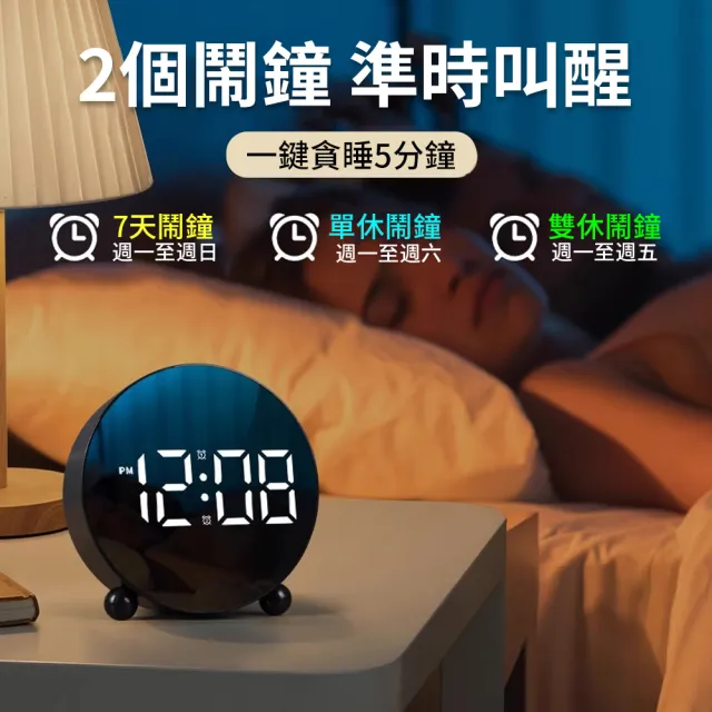 【YUNMI】LED顯示電子鬧鐘 靜音時鐘 床頭鐘 大數字時鐘 電子鐘 智能鬧鐘 貪睡鬧鐘