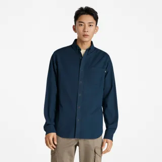 【Timberland】男款深寶石藍牛津長袖襯衫(A6AWMZ16)